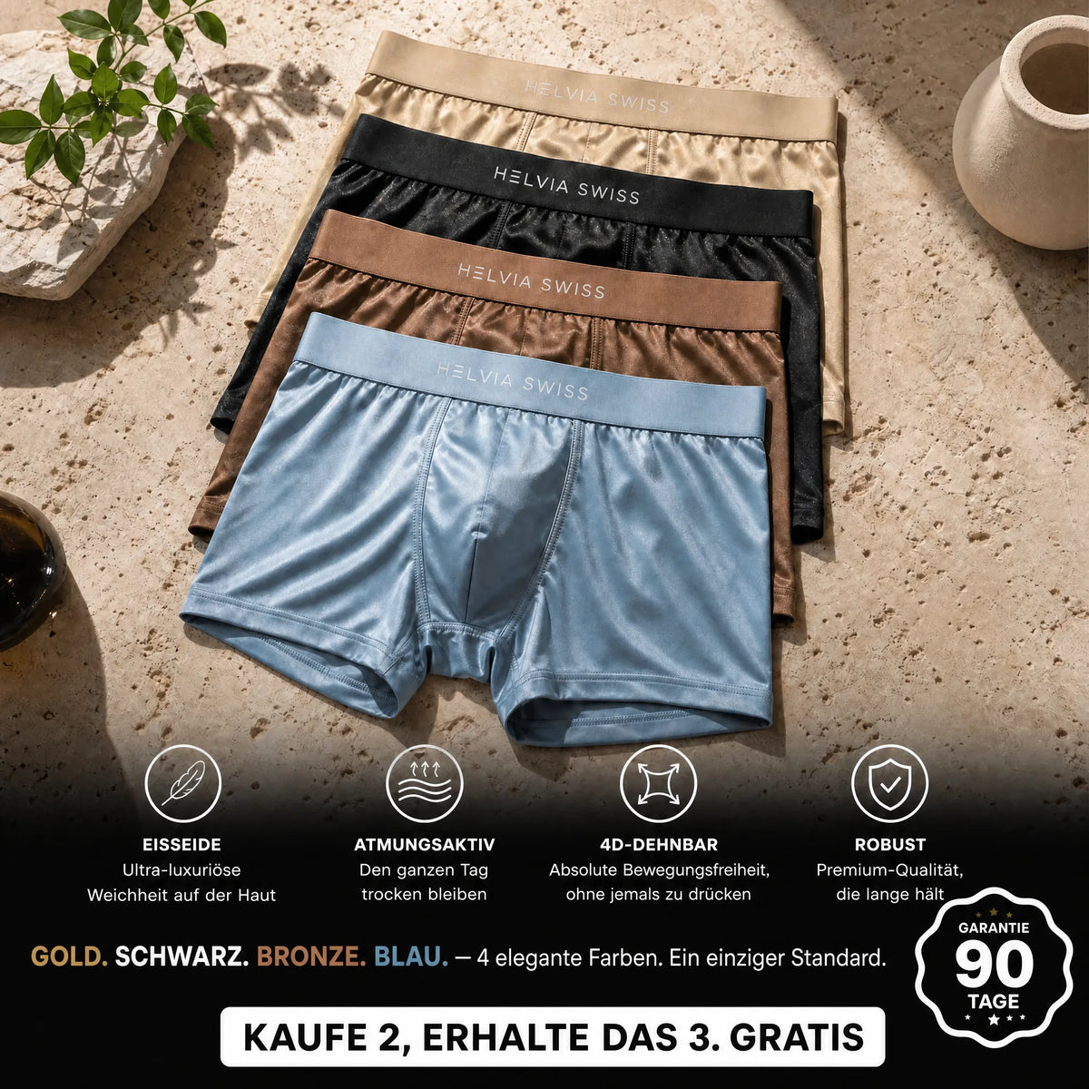 Boxer aus Premium-Seide Absoluter Komfort HELVIA SWISS