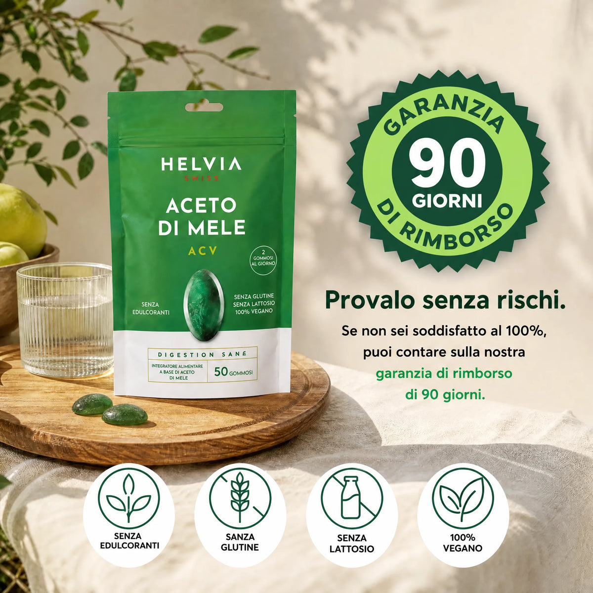 Gummies all'aceto di mele - Pancia Piatta & Digestione HELVIA SWISS