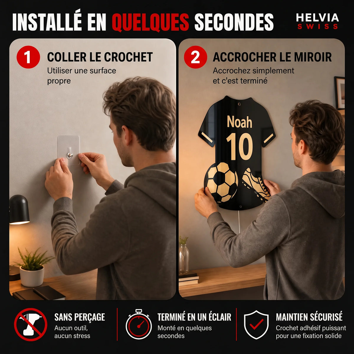 Miroir LED Football Personnalisé HELVIA SWISS