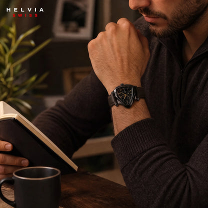 Solstice Leder Dreieck Uhr HELVIA SWISS
