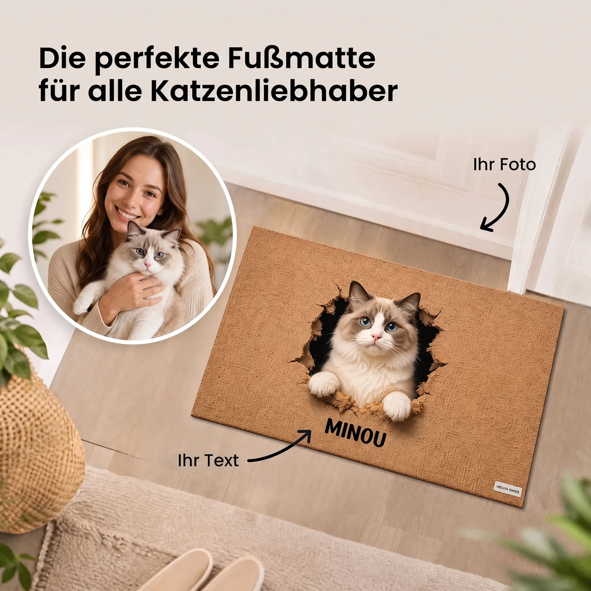 Personalisierte Fußmatte « Pfoten-Abdruck » HELVIA SWISS