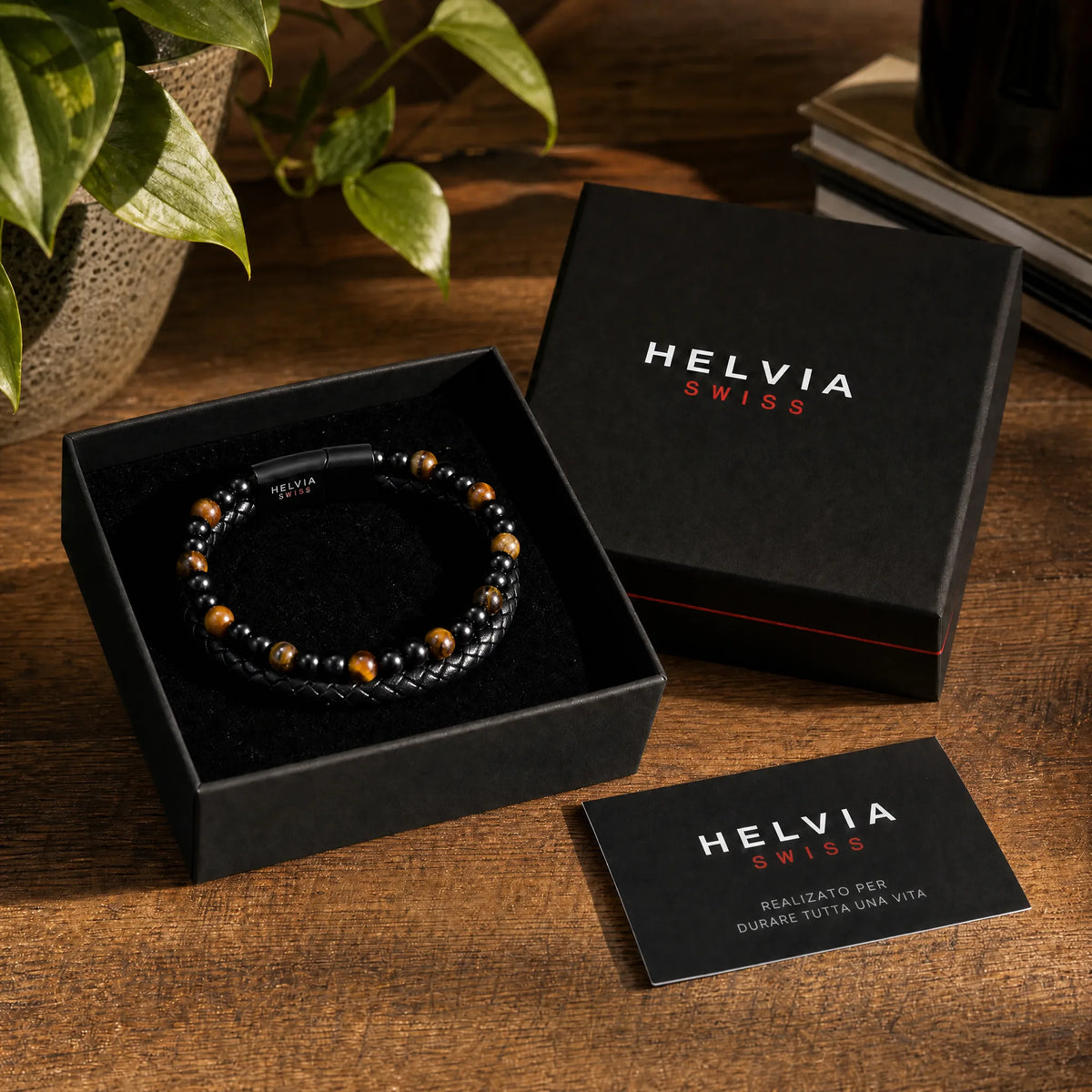 Bracciale Personalizzato Occhio di Tigre « A Mio Figlio » HELVIA SWISS