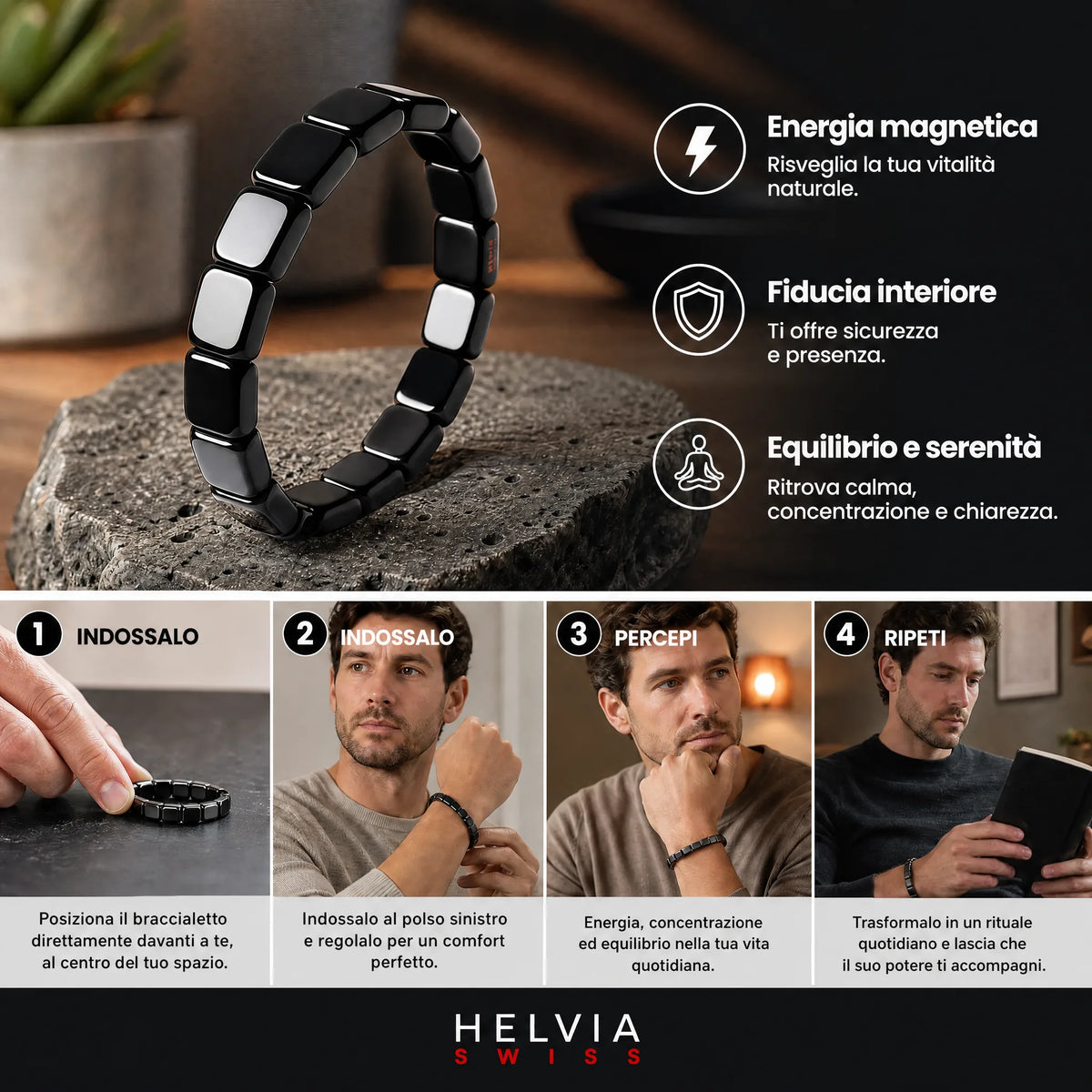 Bracciale Ematite Magnetica - HELVIA SWISS