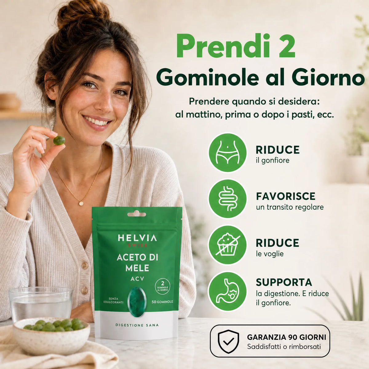 Gummies all'aceto di mele - Pancia Piatta & Digestione HELVIA SWISS