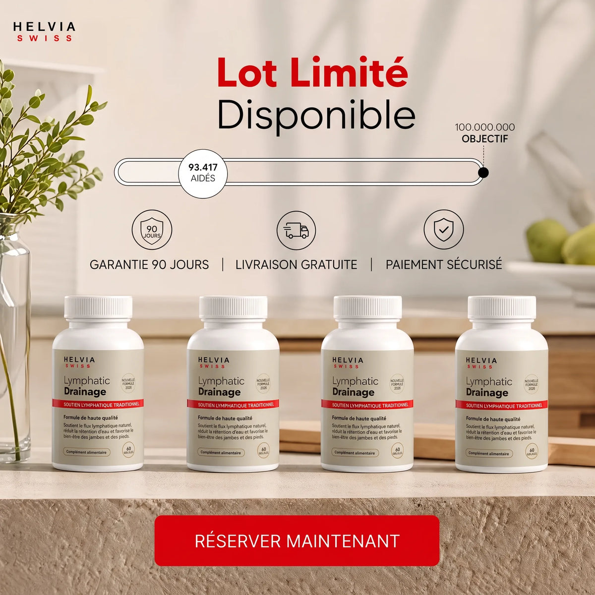 Gélules Drainage Lymphatique Efficacité Maximale HELVIA SWISS