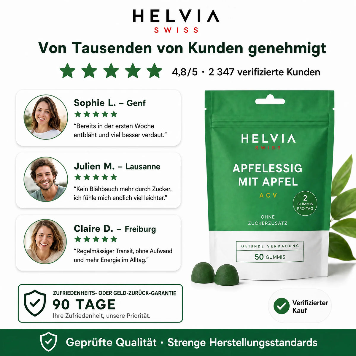 Apfelessig Gummies - Flacher Bauch & Verdauung HELVIA SWISS