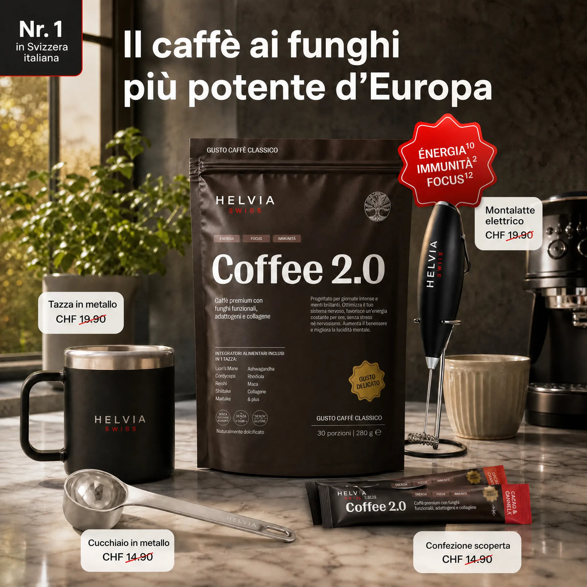 Coffee 2.0 – Caffè Funzionale Energia & Focus HELVIA SWISS