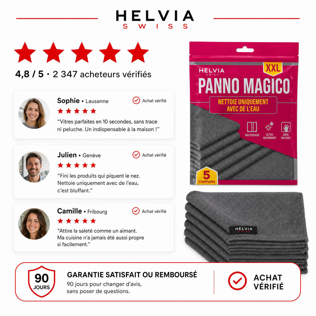 Lingettes Magiques en Microfibre (Lot de 5) HELVIA SWISS