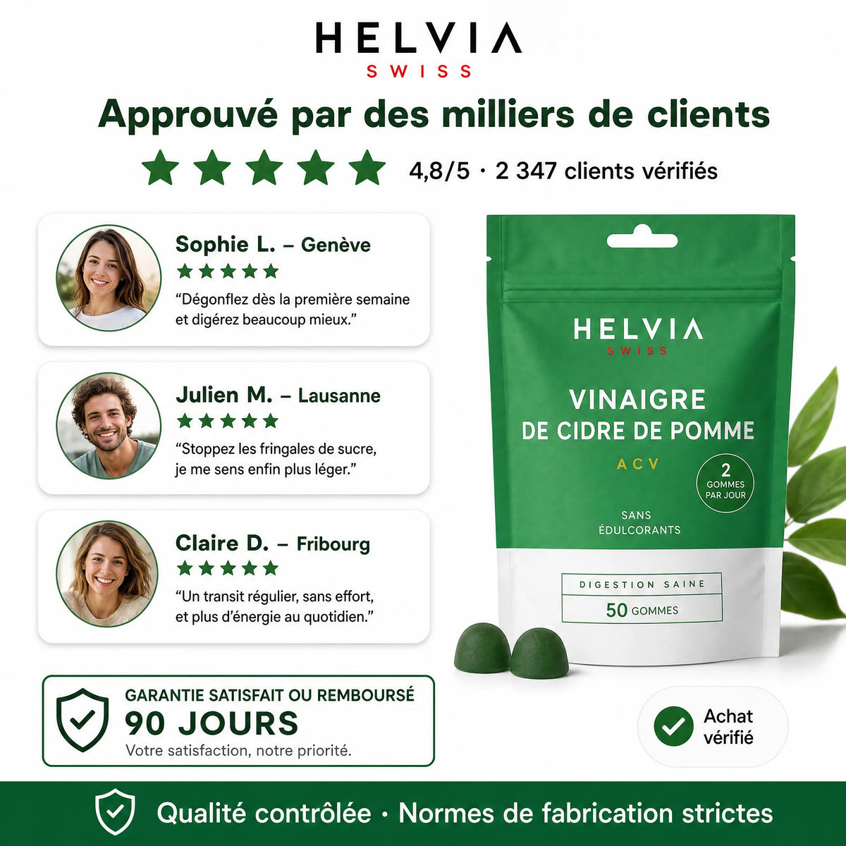 Gummies au vinaigre de cidre - Ventre Plat & Digestion HELVIA SWISS