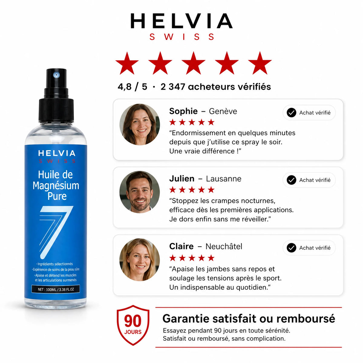 Spray Magnésium Pur Sommeil Profond HELVIA SWISS