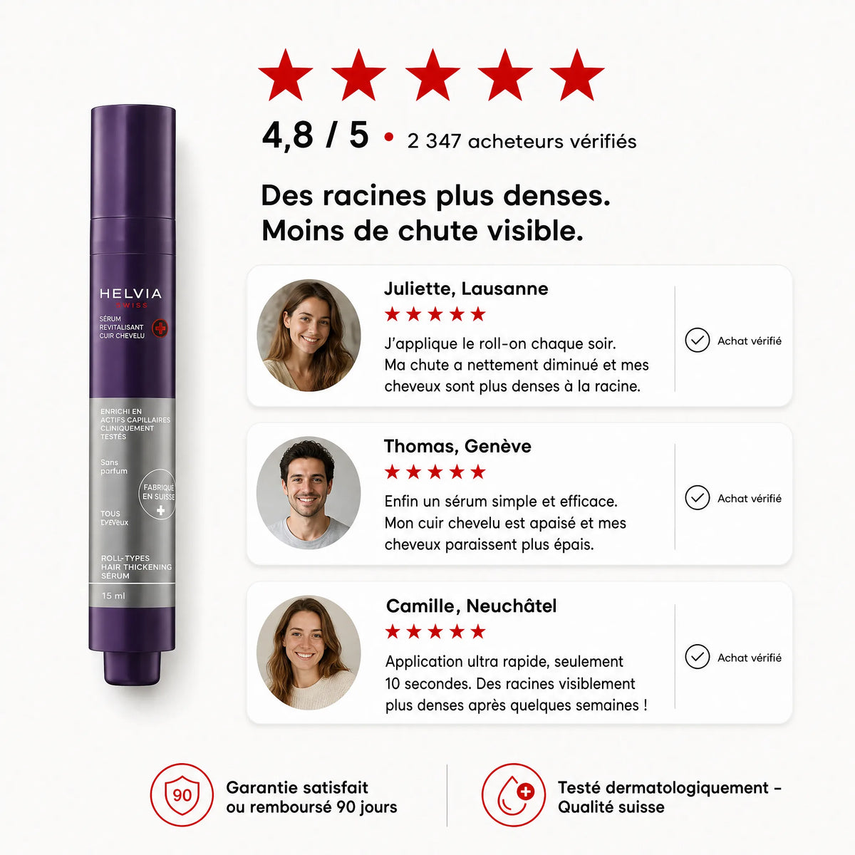 Sérum Roll-On Densifiant Cuir Chevelu HELVIA SWISS