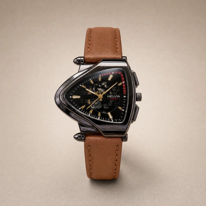 Solstice Leder Dreieck Uhr HELVIA SWISS