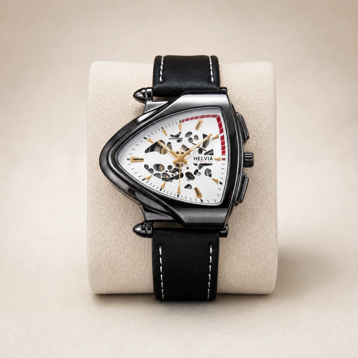 Solstice Leder Dreieck Uhr HELVIA SWISS
